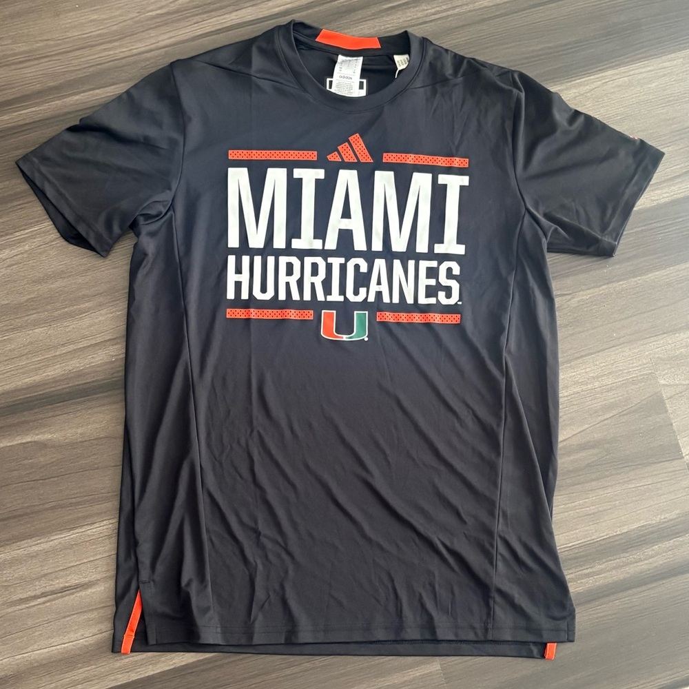 Adidas Black Miami Hurricanes Tee